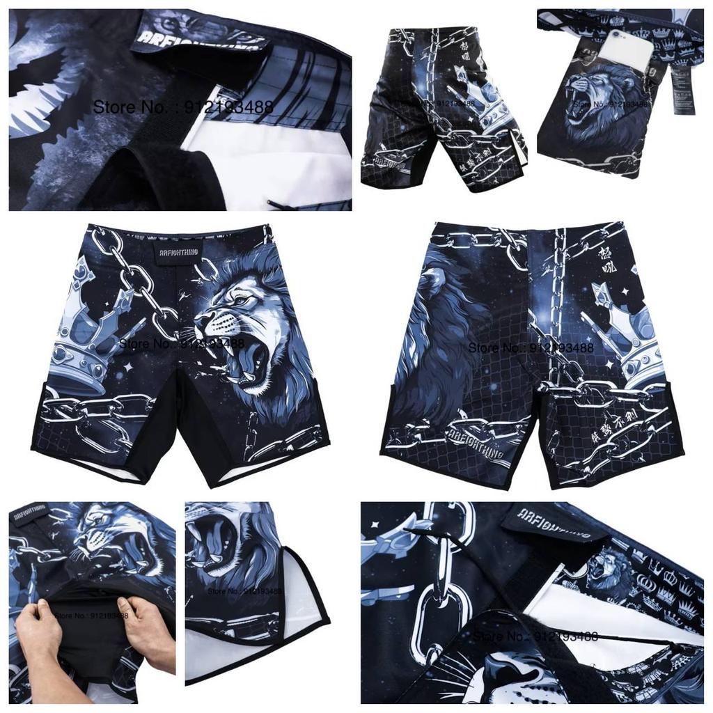 MMA UFC Chinese Tiger Dragon Lion Muay Thai Shorts Pants Kickboxing Boxing Unisex Men Women Kid Quick Dry Print Elastic Training