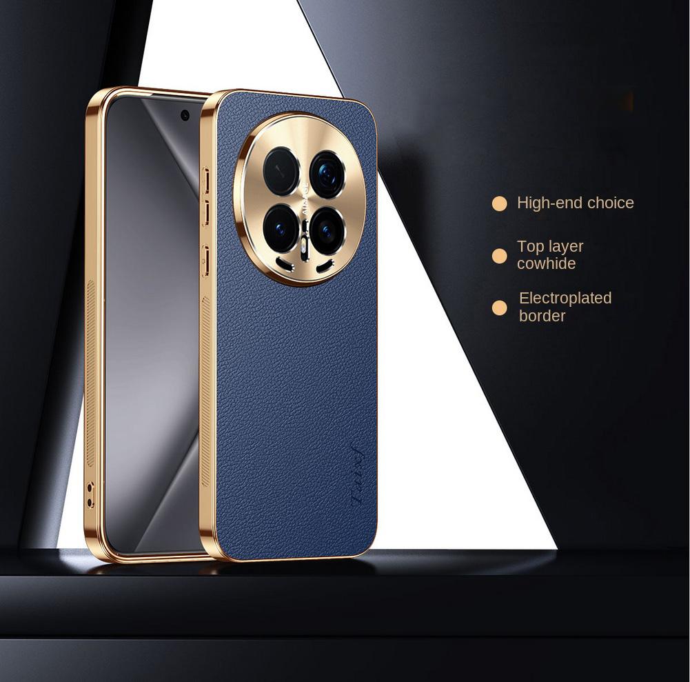 

First Layer of Cowhide Lychee Texture Electroplated Frame Case For Honor Magic8 Pro Magic 8 7 Lite 6 5 Honor X9c X60 Power Cover Honor Magic8 Pro