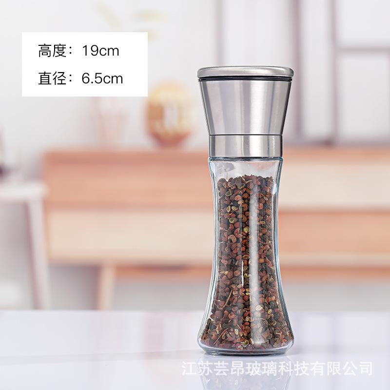 180/200ML Pepper Grinder Stainless Steel Glass Spice Bottle Salt Mill Manual Household Kitchen Gadgets