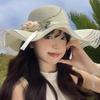 Wave Edge Flower Woven Straw Hat Women's Summer Seaside Vacation Sun Hat Large Brim Shading Sun Protection Hat