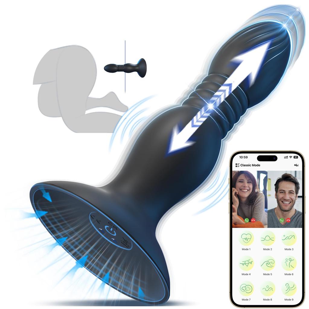 Remote Control Suction Cup Prostate Massager Butt Plug Thrusting Vibrating Anal Plug Stimulator Sex Toys for Men Couple Pussy