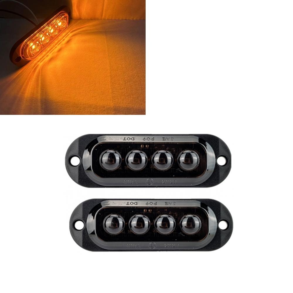 2PCS 12-24V 4LED Truck Beacon Lamp Trailer Side Marker Lamp LED Waterproof Car Warning Clearance Side Light for Lorry