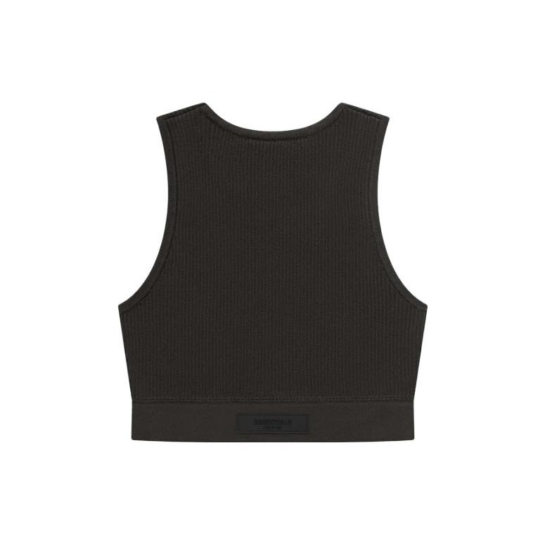 Fear of God Essentials SS23 Knit Rib Sport Tank Off Black Women Tops FOG-SS23-134