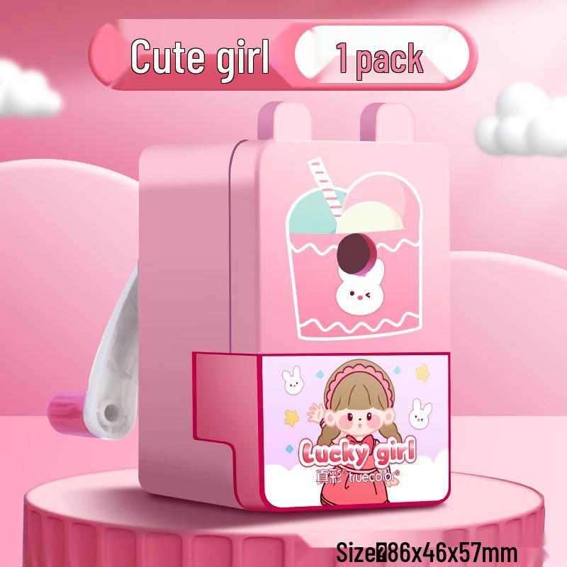 True Color Auto Lead Advance Hand-Crank Sharpener for Elementary Students - Multifunctional, Small, and Ideal for Student Use