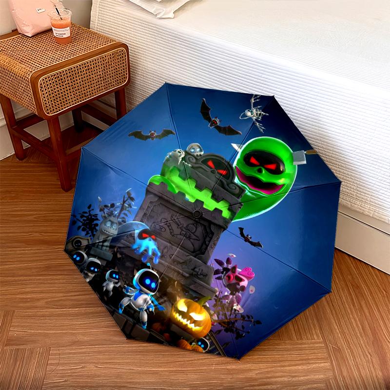 1 PC Automatic Folding Umbrella - ASTRO BOT Pattern, Portable & Foldable Design with 8 Ribs, Christmas Birthday Gifts