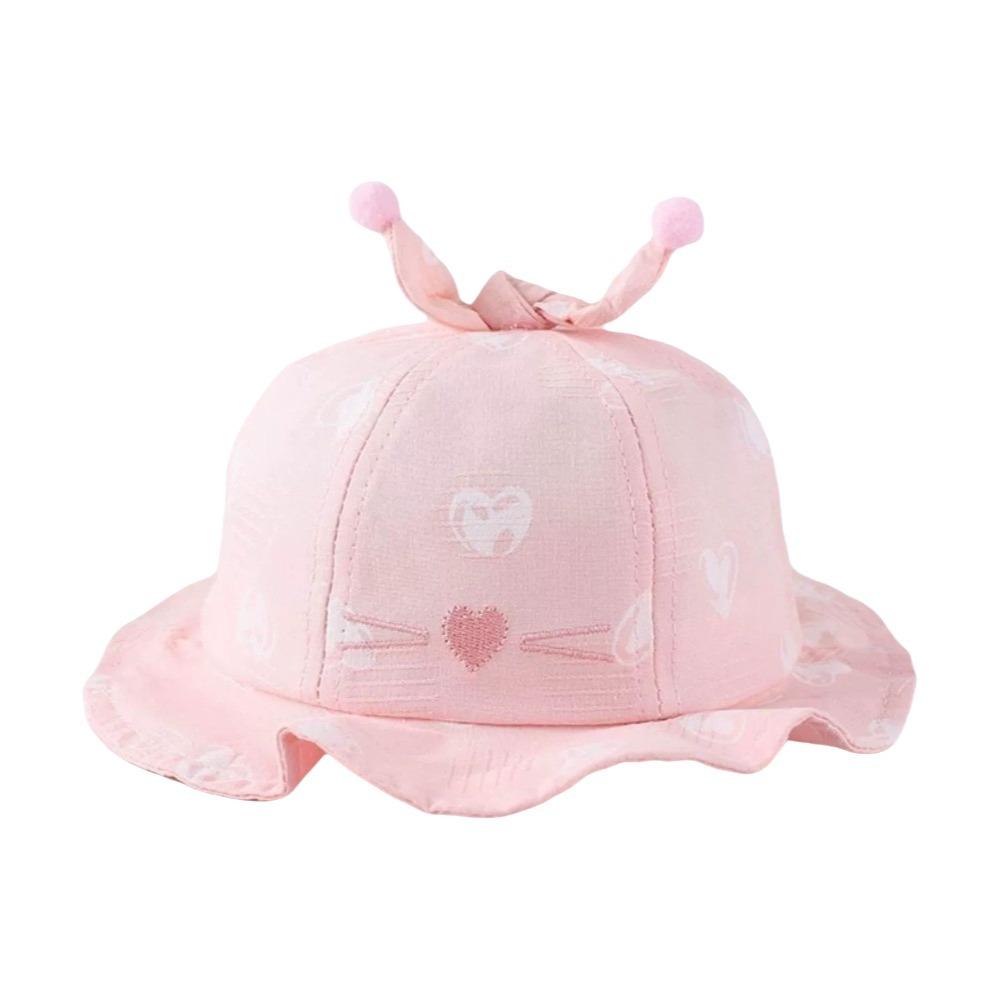 Heart Print Infant Bucket Hat Bow Toddle Fisherman Hat Sweet Baby Sun Hat  Girls