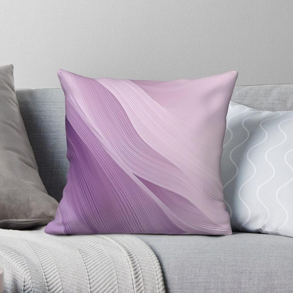 Purple And Lavender Wave Square Pillowcase Polyester Linen Velvet Creative Zip Decor Throw Pillow Case Sofa Seater Cushion Cover