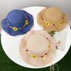 Children's Straw Hat Summer Sun Flower Girls Sun Protection Bucket Hat Beach Hat Baby Sun Hat Big Eave Princess Hat
