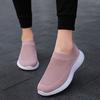 Light Breathable Women's Flats Knitted Mesh Running Sports Shoes Slip-on Walking Loafers Mother Shoes