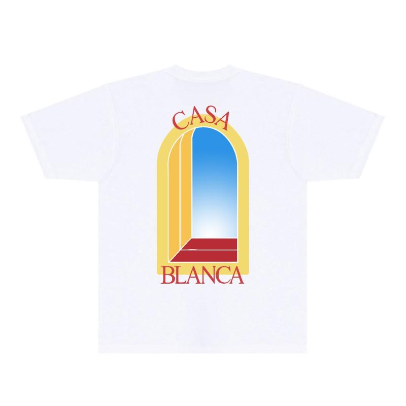 CASA Casablanca Short Sleeve T Shirt Couples Star Castle Letter Print Casual Loose Fit