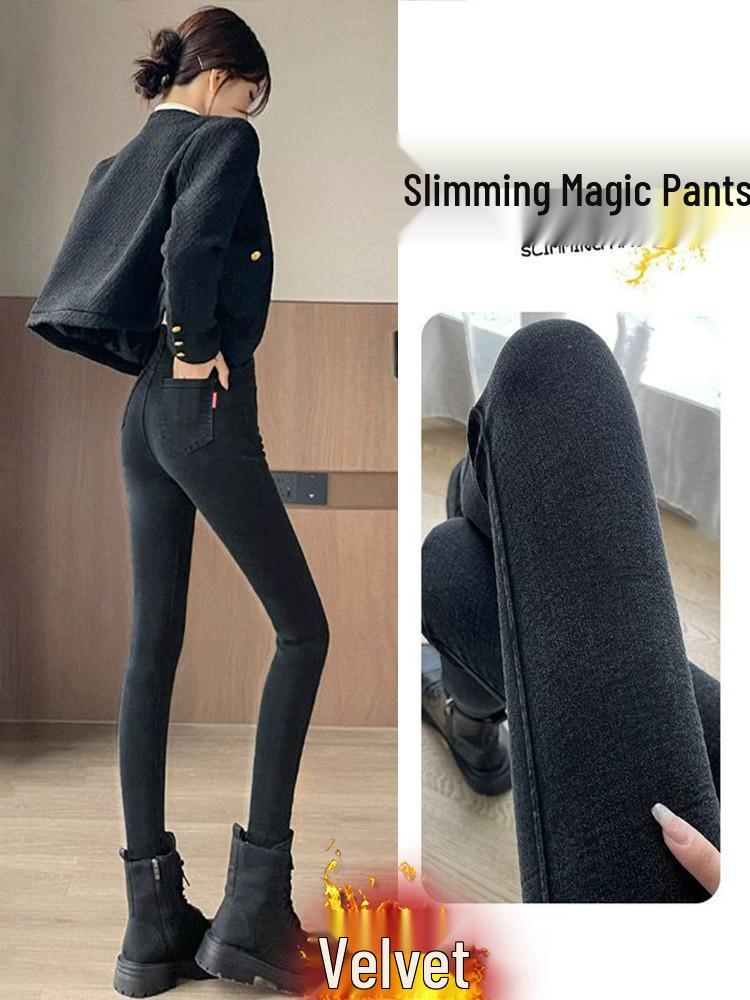 Women's Fleece-Lined High-Waisted Leggings: Warm, Slimming, Elastic, Plus Size, Suitable for Autumn/Winter, Yoga, Tapered Sports Pants.