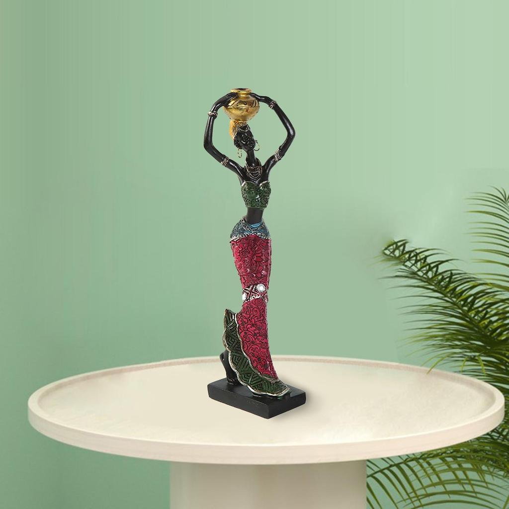 Africké ženy Figurové umění Sochy Tribal Lady Figurka Socha žlutá