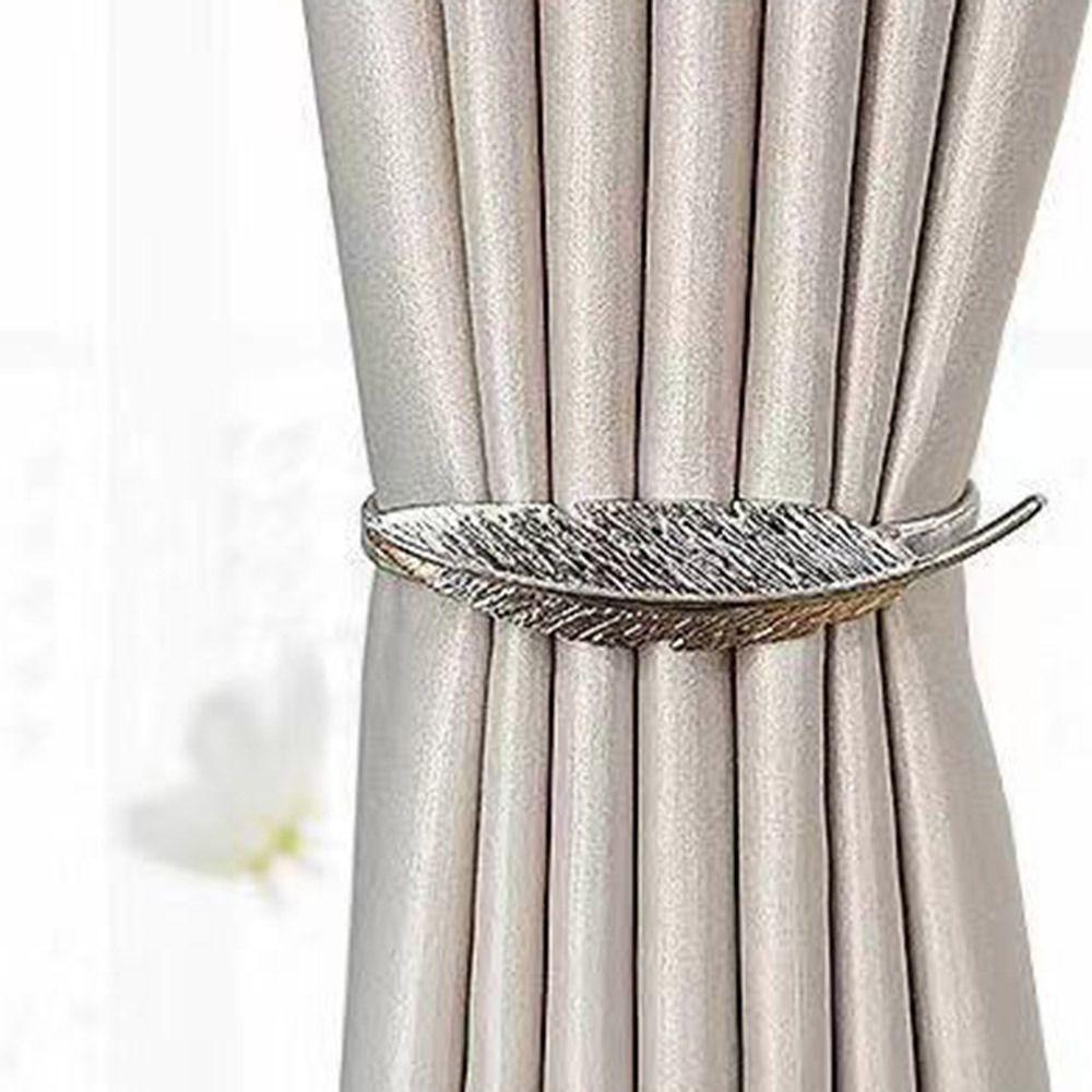 Elk Feather Curtain Tieback Elastically Leaf Peacock Peony Curtain Rope Holder Hooks DIY Stretchable Curtains Tie Backs