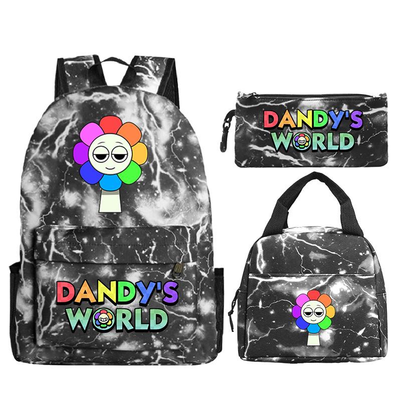 New Dandy's World Game Merchandise Cartoon Printing Student Schoolbag Foreign Trade Pencil Bag Meal Bag Set