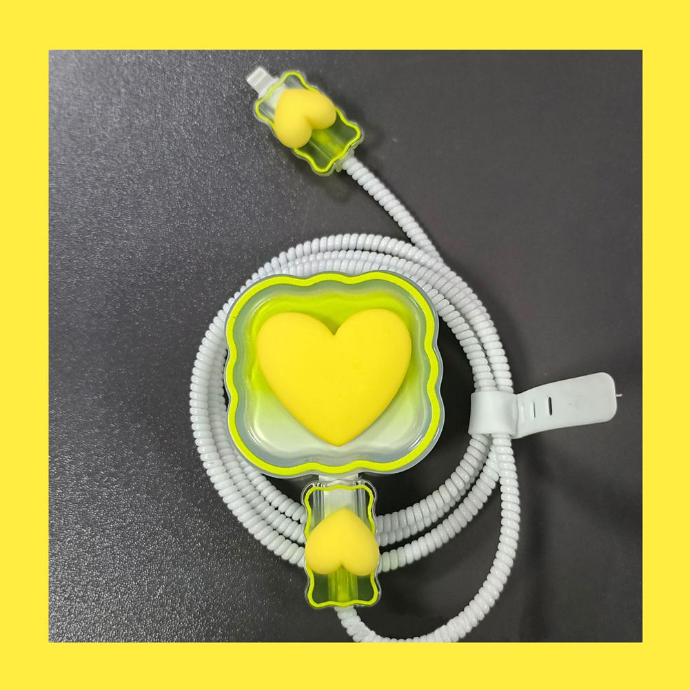 

4 в 1 Love Heart зарядное устройство кабель защитный чехол для iPhone 15 14 11 16 18w 20w зарядная головка защитный чехол намотчик аксессуары
