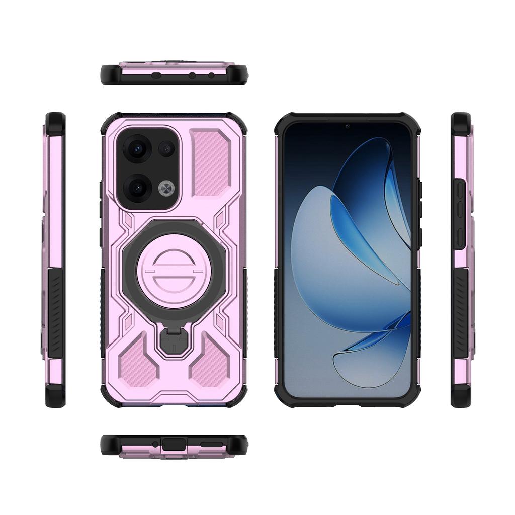 For Oppo Reno13 5G (Global) Magnetic Case Rotating Metal Kickstand PC + TPU Phone Back Cover