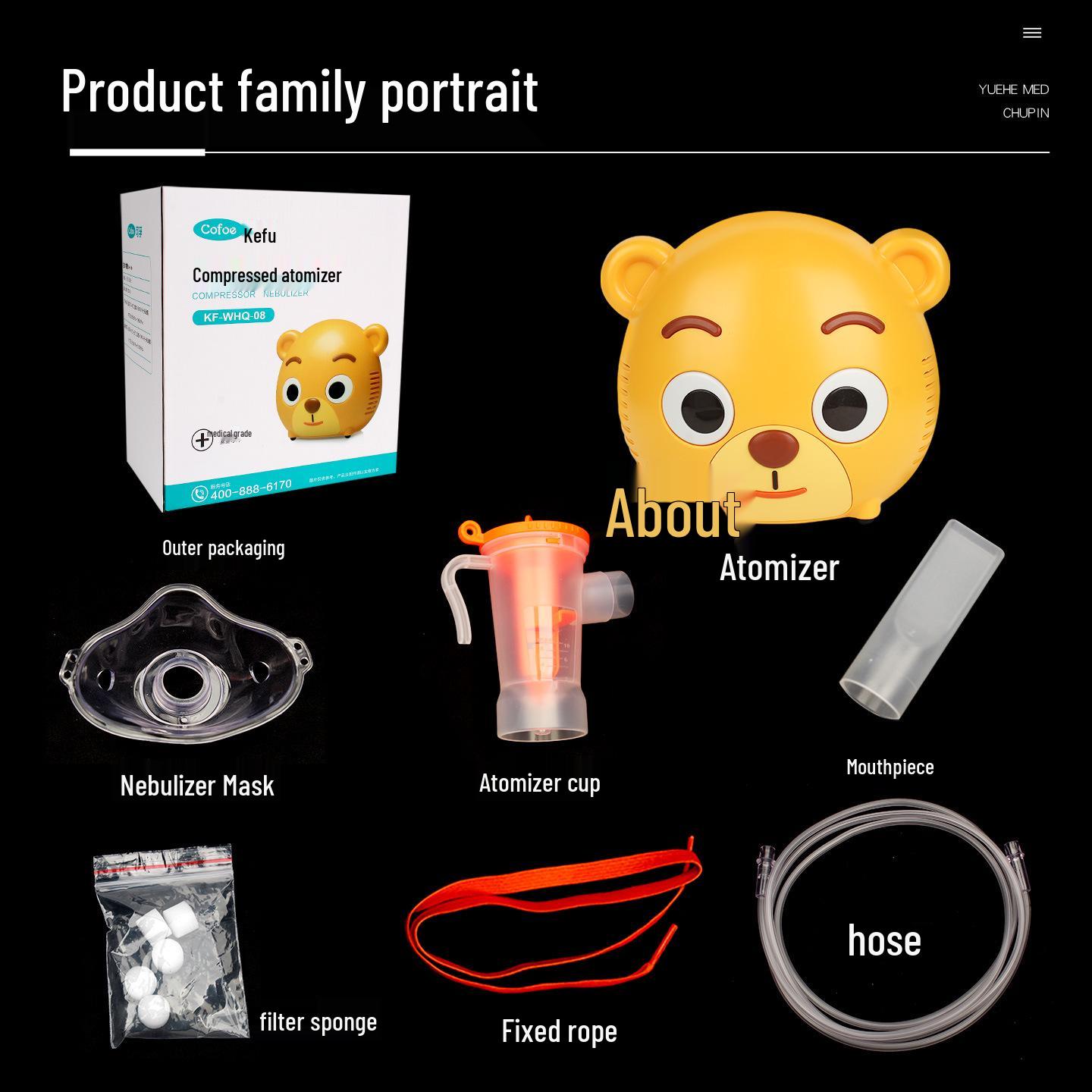 KF-WHQ-08 Медицинский малошумящий компрессорный небулайзер с регулируемым распылением для детей