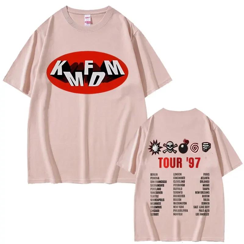 Rock Band Kmfdm Tour 97 Graphic Print Tshirt Summer Unisex Unisex Vintage Gothic Punk Streetwear Male Casual Pure Cotton T Shirts