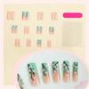 24pcs Floral Pattern Nail Art Set Long Square Press on Nail Acrylic False Nail For Daily Commute Or Special Occasion
