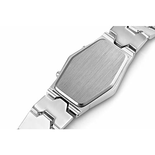 FANMIS Creative Fashion Blue LED Binary Digital Watch for Men, Stainless Steel with Silver Waterproof LED Backlight Bracelet, Silver, LED Binary Watch