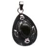 Labradorite Natural Gemstone Antique Silver Plated Pendant 2.5" J 2957