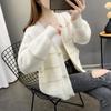 Mink Velvet V-neck Knitted Cardigan Women's Spring and Autumn New Single-breasted Loose Sweater Jacket