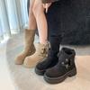 Fashion Fashion Belt Buckle Women Mordern Boots Design Height Increase  Shoes Autumn Winter Women's Mid Calf Booties