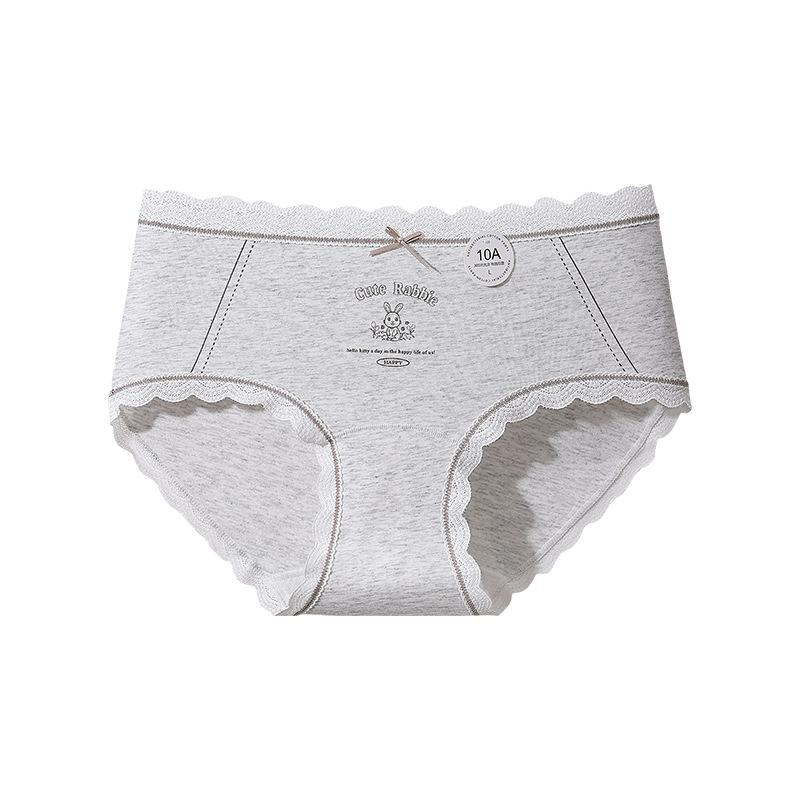 

Women s Spring and Autumn Printed Cotton Antibacterial 10A Extended Crotch Breathable Non Mark Mid Waist Triangle Briefs M тілесний