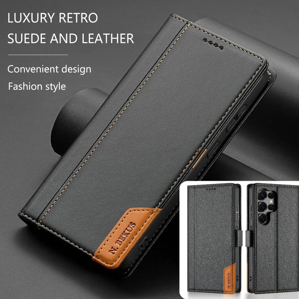 Špičkové business kožené pouzdro s magnetickým překlopem pro Samsung Galaxy S26 Ultra S25 Plus S24 FE S23 S22 S21 S20 Taška Peněženka Slot na karty Nárazuvzdorný kryt