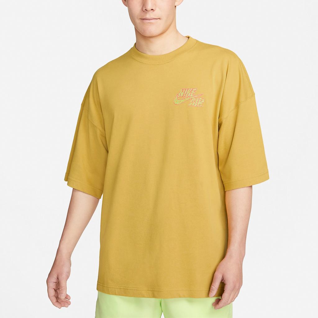 Nike Alphabet Logo Crew Neck Short Sleeve T-Shirt Men Tops Yellow FB9818-725