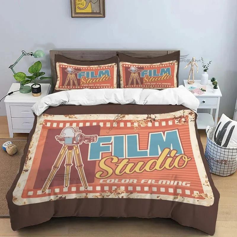 Movie Film Clap Board Patterns Comforter Bedding Set,Duvet Cover Bed Set Quilt Cover Pillowcase,King Queen Size Bedding Set