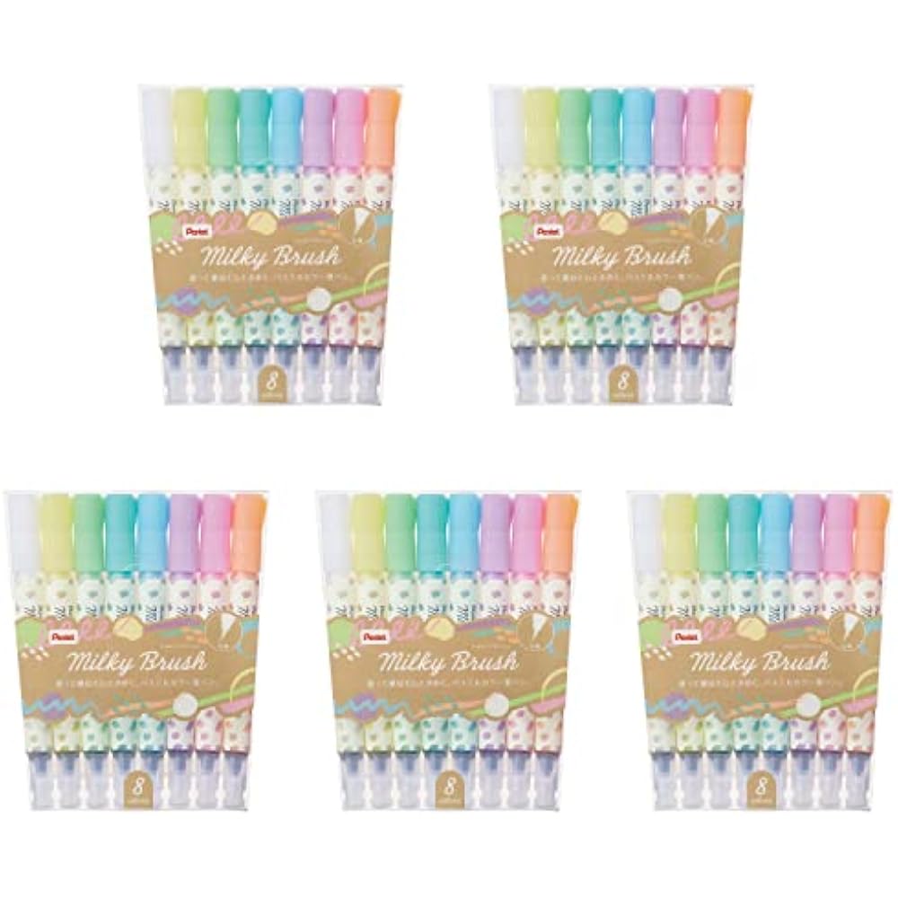 Pentel Color Brush Pen Milky Blush 8 Color Set of 5 GFH-P8ST