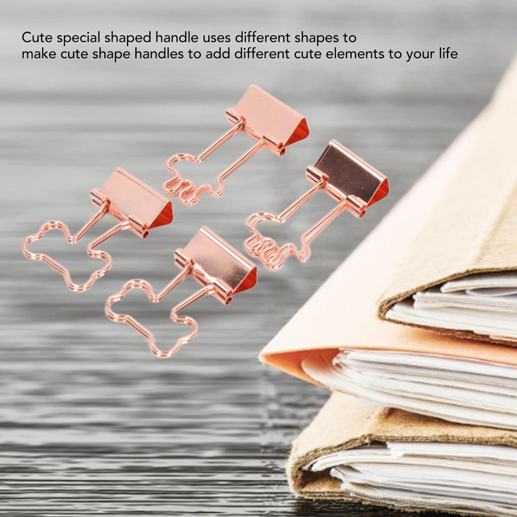 30 Pcs Binder Clips Powerful Clamping Force Deer Bone Shapes Handle Rose Gold Paper Clamp with Storage Box for School Office