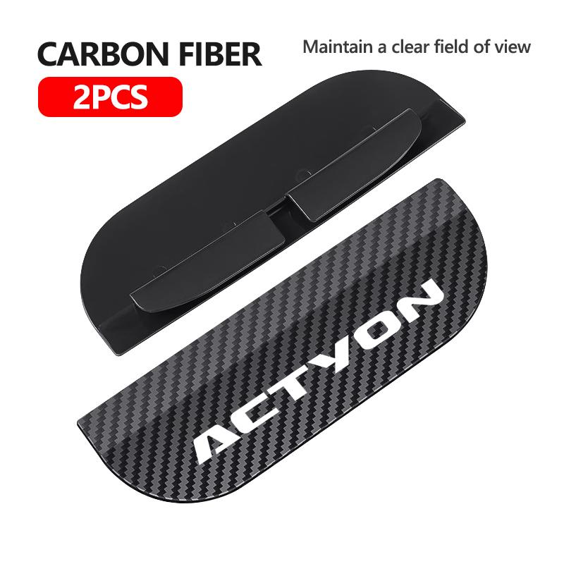 Car Rearview Mirror Rain Eyebrow Snap-On Carbon Fiber Rain Shield For SsangYong Musso Korando Rexton Torres Kyron 2 Sanka Actyon