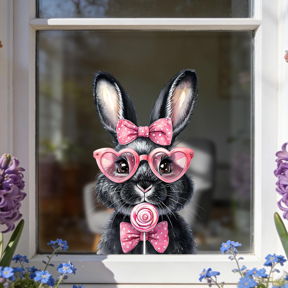 Static Cling Funny Animal Window Stickers Removable Transparent for Office Shop Glass Decor