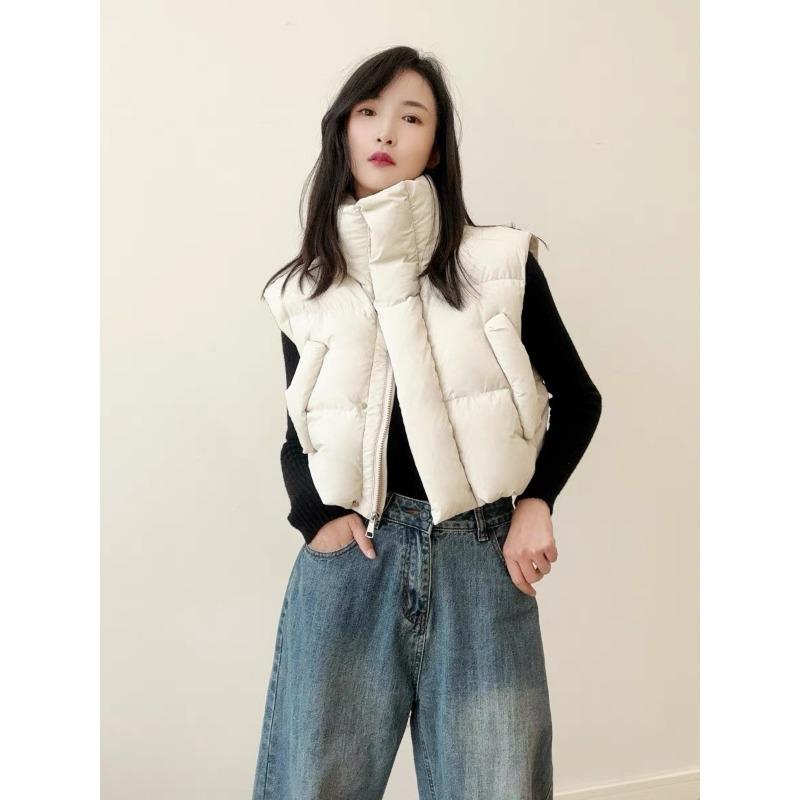 2025 Autumn and Winter New Thick Loose Short Sleeveless Casual Cotton Vest Waistcoat Stand-up Collar Vest Women N01