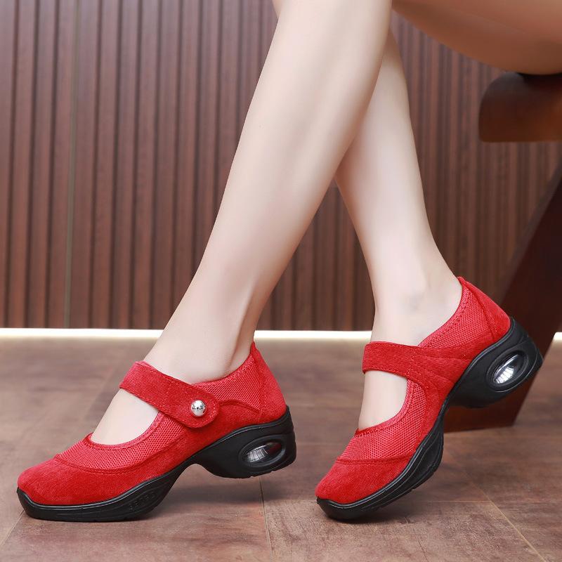 2025 Spring/Summer New Women Mesh Wedges Sneakers Solid Color Platform Dance Shoes Casual Lightweight Walking Slip on Loafers
