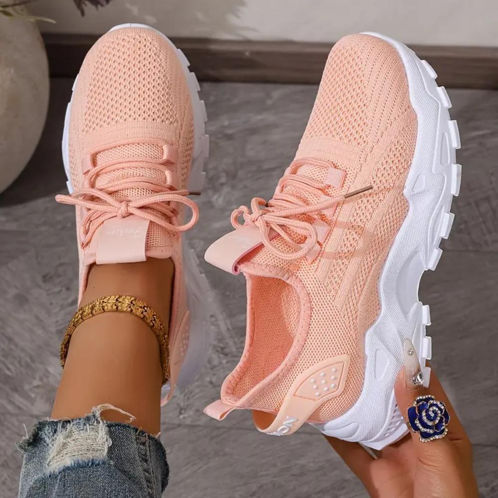 Sneakers da donna in maglia traspirante, leggere e comode, scarpe da corsa basse con suola morbida per tutte le stagioni