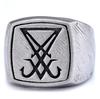 Personalized Dark Series Logo Ring Stainless Steel Satan Pitting Steel Color Gold