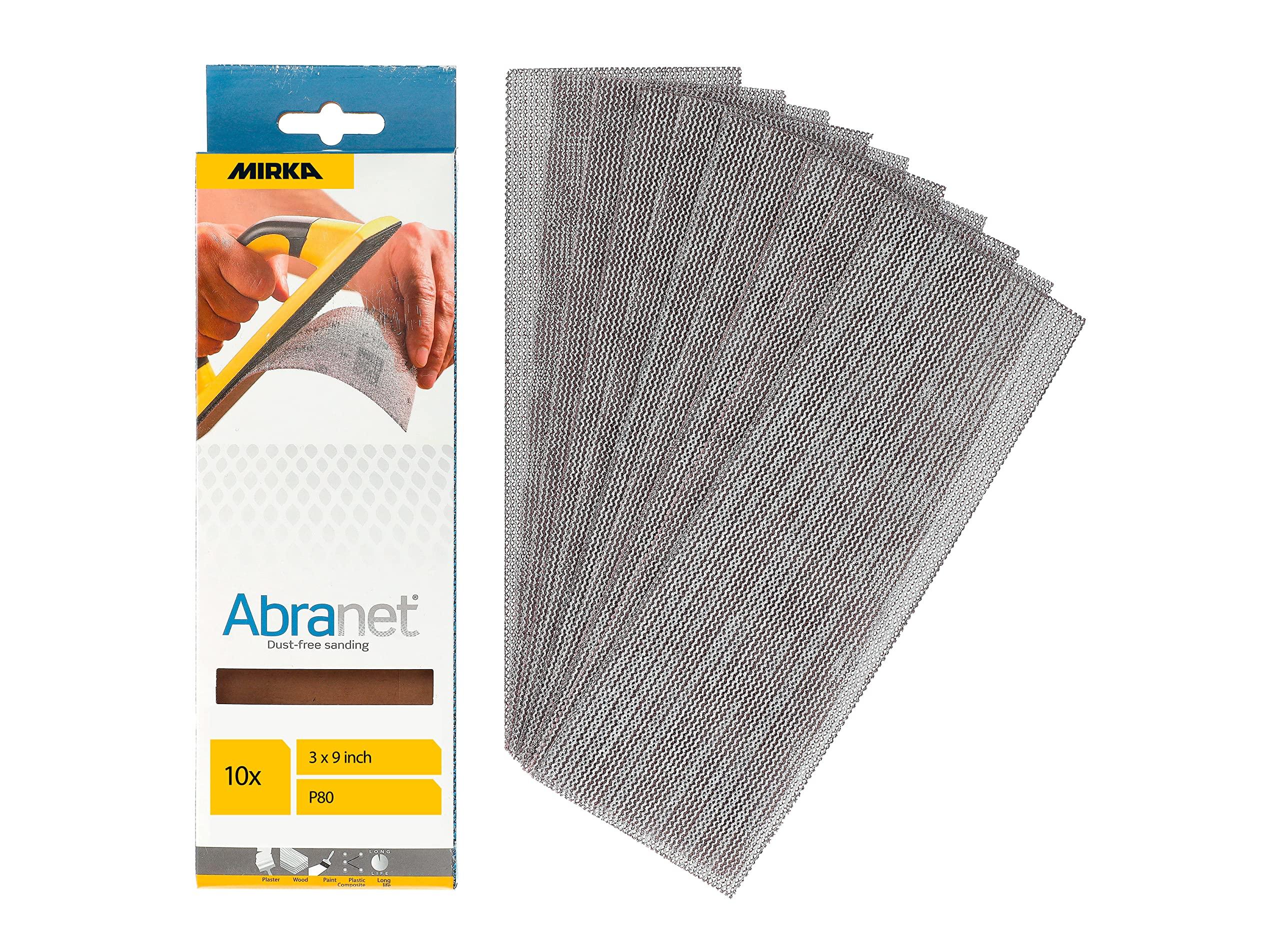 

Mirka Abranet Net Sheets, 3 x 9 inches, 80 Grit, Mesh Sandpaper, Hook and Loop Sanding Sheets, 10-Pack, 9A-175-080RP
