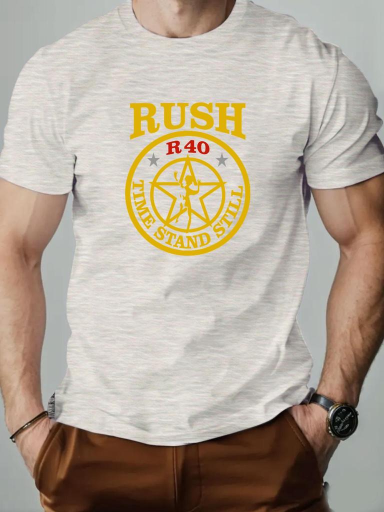 Mens Cotton TShirt RUSH Band R40 Summer Round Neck Short Sleeve Graphic Breathable Fashion Casual TShirt