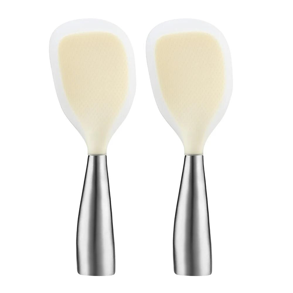 

2 шт. Пищевой силикон Ложка для риса Бытовая Ложка для приготовления пищи для антипригарной посуды Высокотемпературная Кухонная утварь