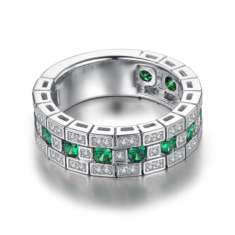 Huitan Lujoso Anillo de Boda con Circonita Cúbica Verde para Mujer, Anillos Sencillos y Elegantes, Accesorios para Dama, Anillo para Fiesta de Aniversario, Regalo, Joyería de Moda