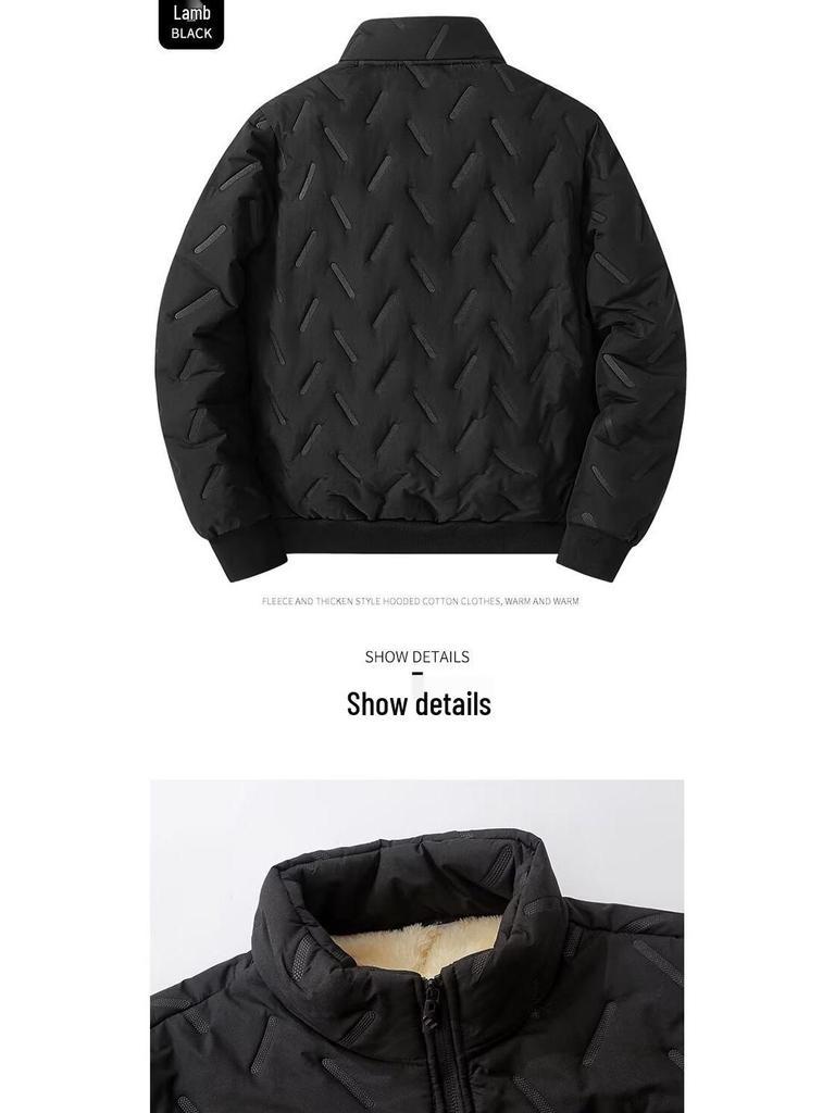 Men's Plus Size Lambswool Cotton Jacket - Velvet, Thick, Warm, Loose Fit for Autumn and Winter