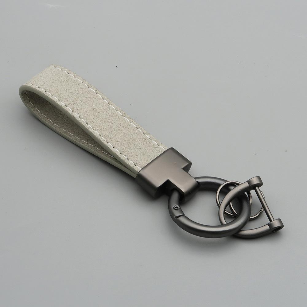 Laser Custom Logo Keyring Box Set Gift Personalized Name Number T Buckle Suede Leather Keychain Bag Car Key Chain Men’s Women‘s