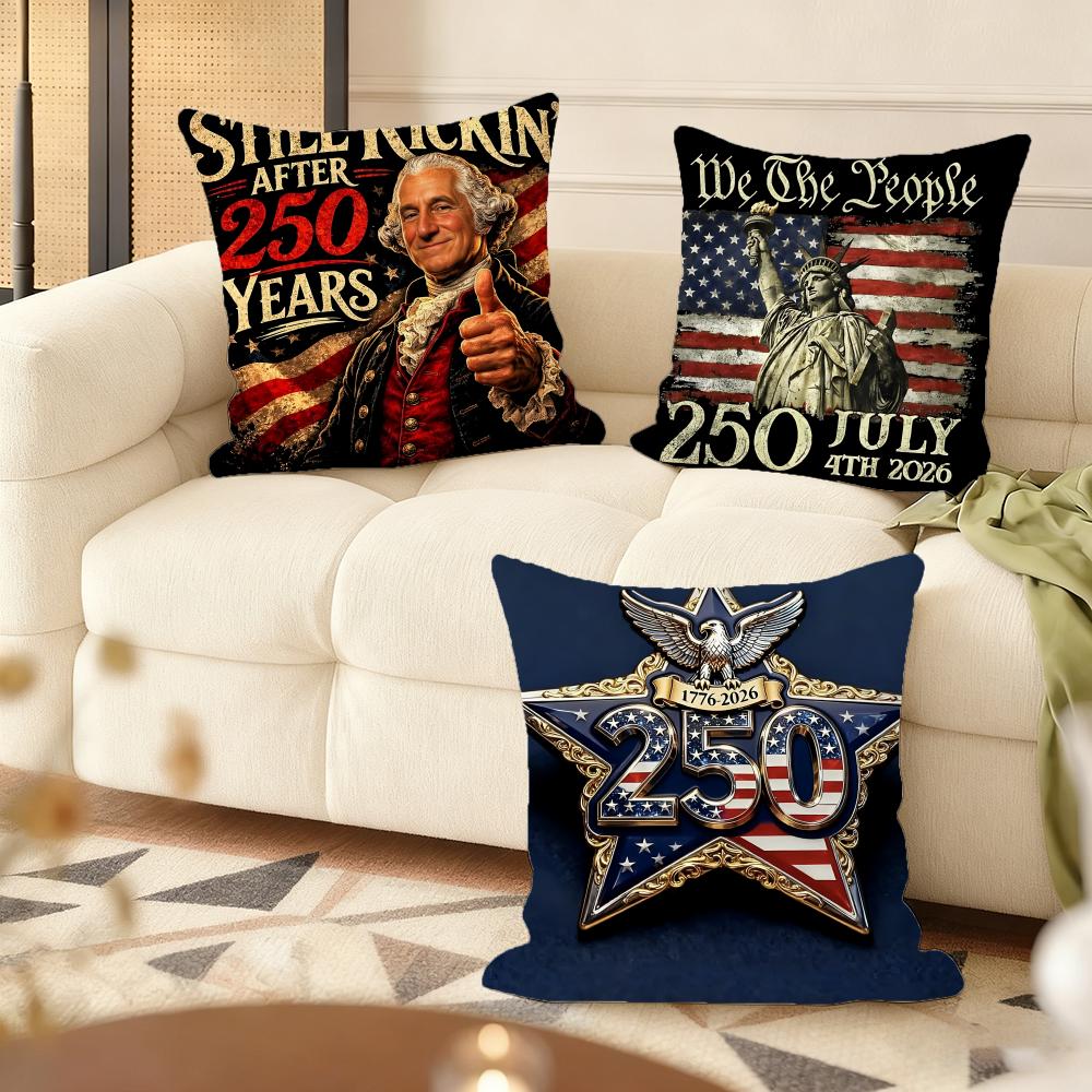 250Th Anniversary Of The Usa Cushion Cover Soft Short Plush Pillow Cover Smooth Cozy Texture Aesthetic Cushion Case Home Decor