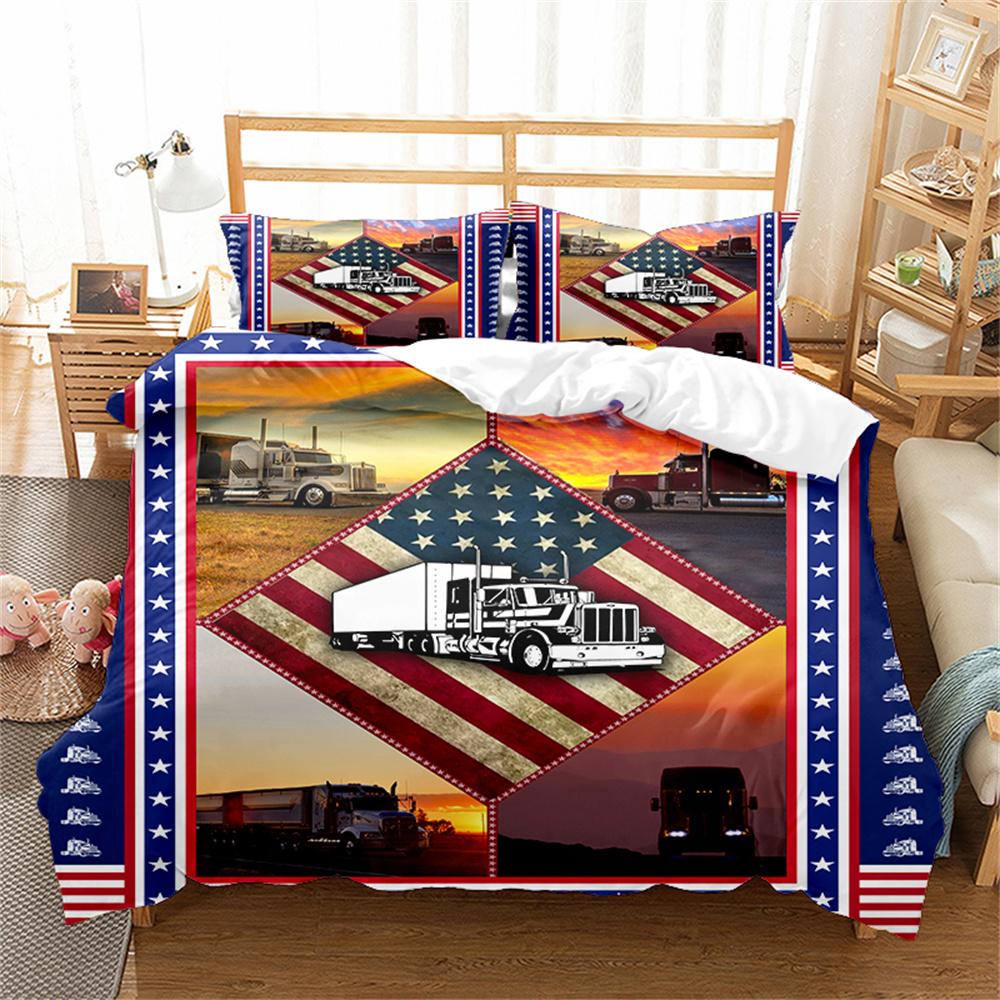 Fahrzeug-Bettbezug-Set, Motorrad, Auto, Zug, Flugzeug-Muster, King-Queen-Größe, Bettbezug für Kinder, Jungen, Geschenk-Bettwäsche-Set