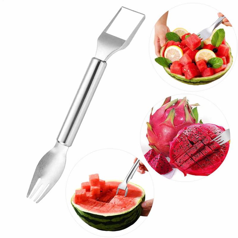 Watermelon Cutter 2-in-1 Fruit Cutter Stainless Steel Kitchen Gadget For Salad Prep Comfortable Handle Tool For Outdoor