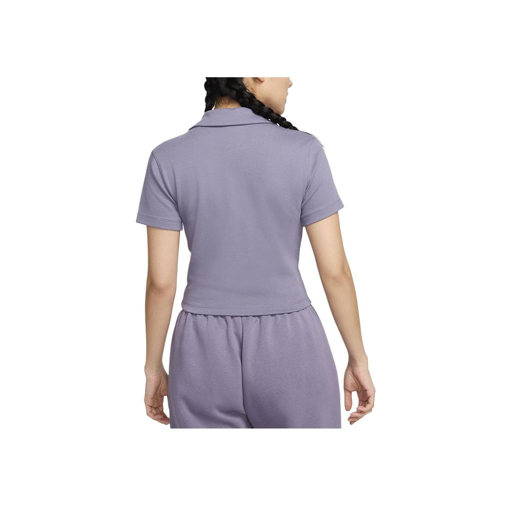 Nike Sportswear Essentials Solid Color Casual Pullover Short Sleeve Polo Women Tops Purple DV7885-509