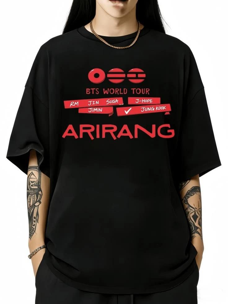 BTS World Tour 2026 Arirang Red Black Kpop Fan T-shirt 3XL